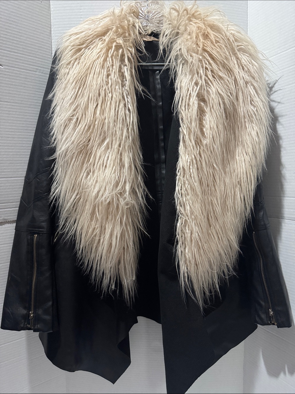 Vegan Leather 70’s Penny Lane Festival Jacket Removable Shag Collar